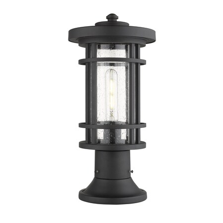 Z-Lite Jordan 1 Light Outdoor Pier Mounted Fixture, Black And Clear Seedy 570PHM-553PM-BK